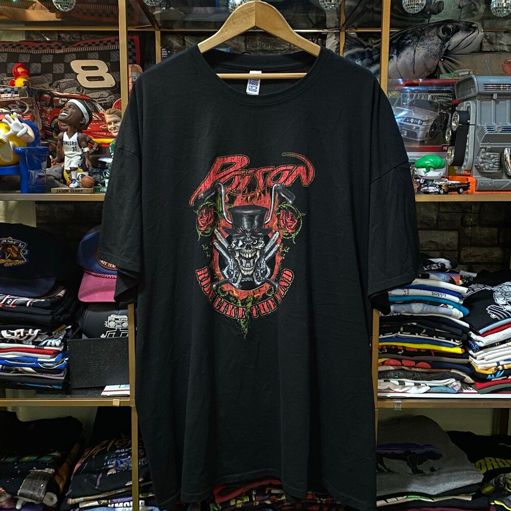 Poison Band Shirt Ride Like The Wind Graphic Tee Black Heavy Rock Merch 3XL